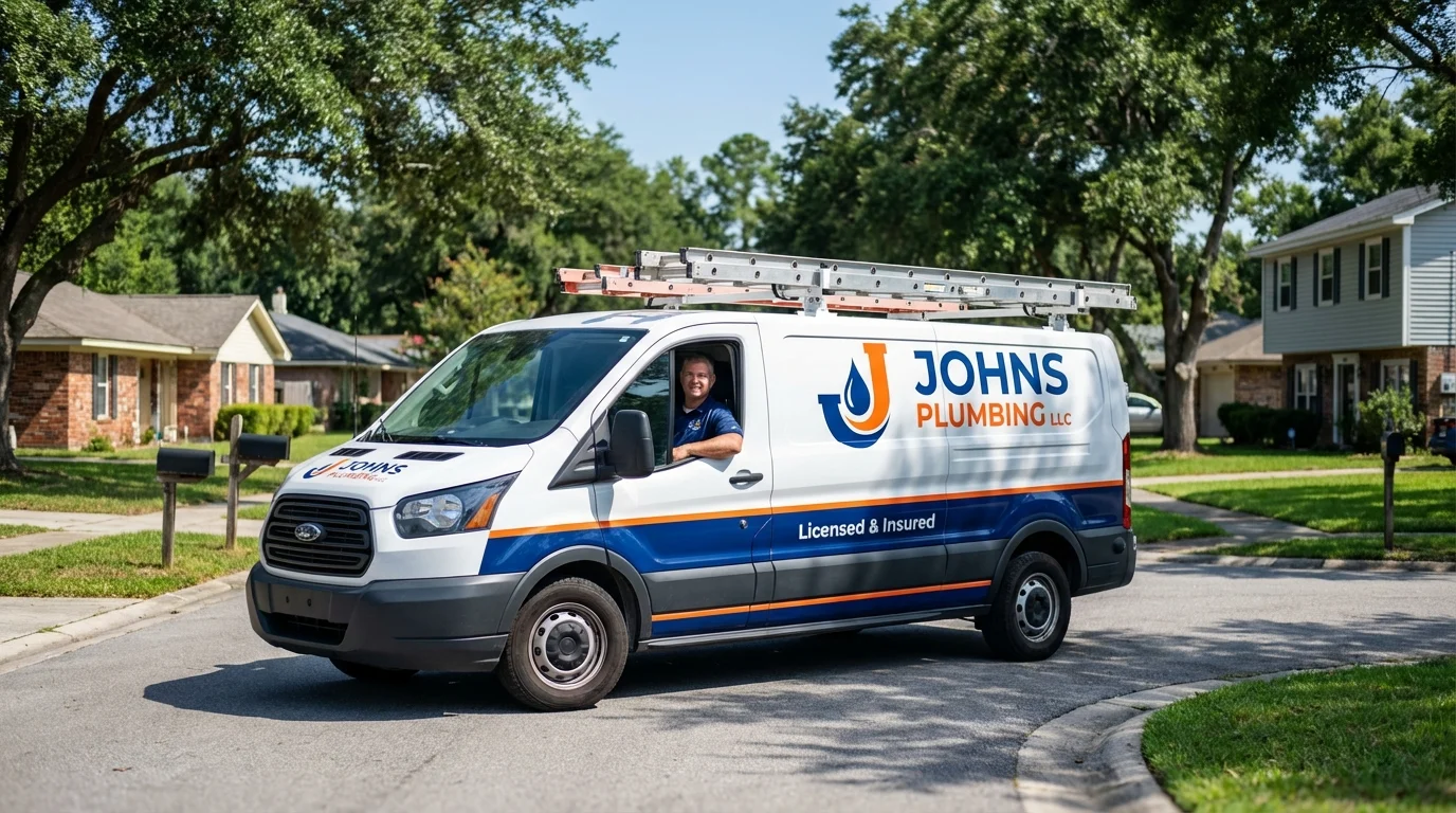 Johns Plumbing LLC service van in Saint Charles, MN