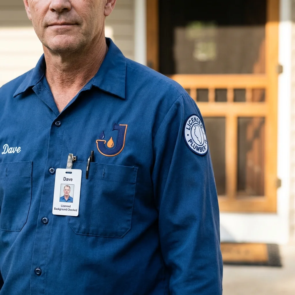 Licensed plumber showing ID badge in Saint Charles, MN