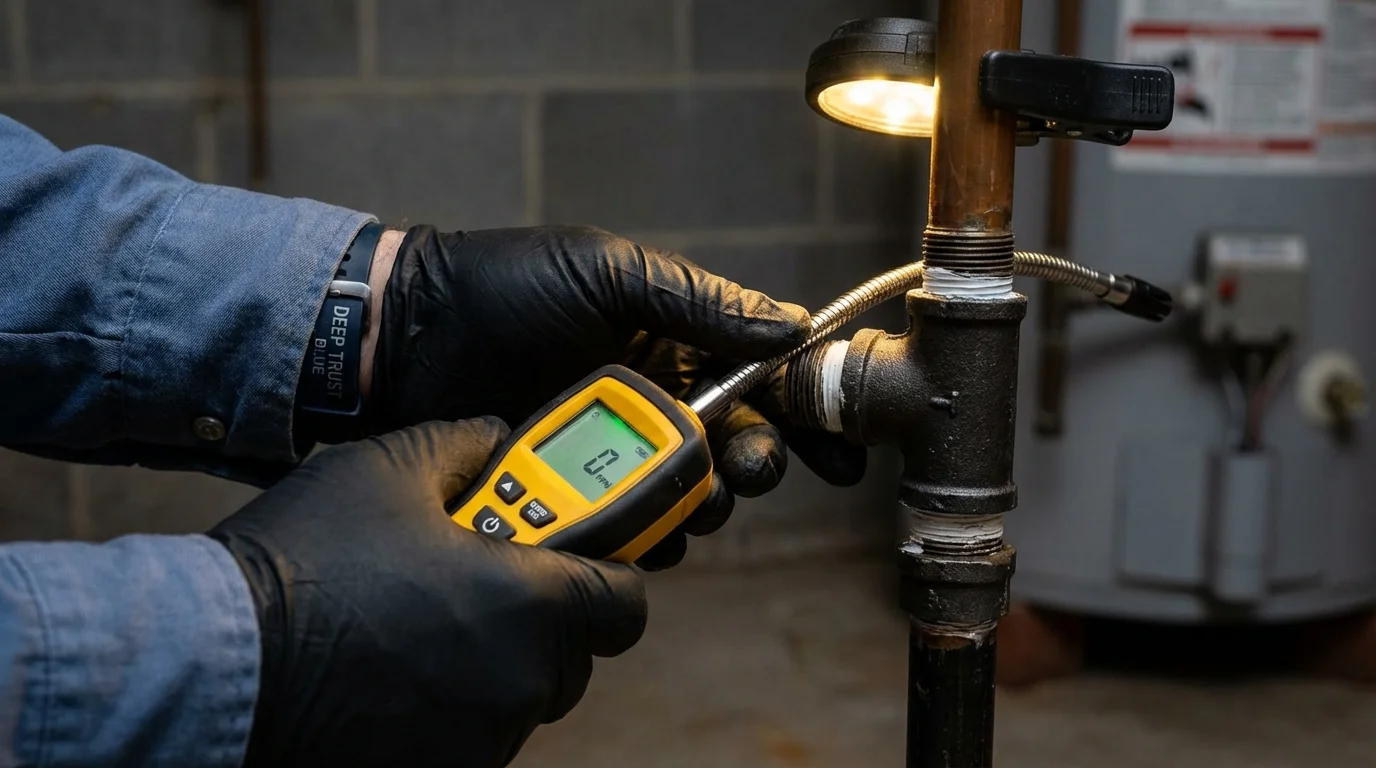 Gas leak detection with electronic sniffer by Johns Plumbing LLC in Saint Charles